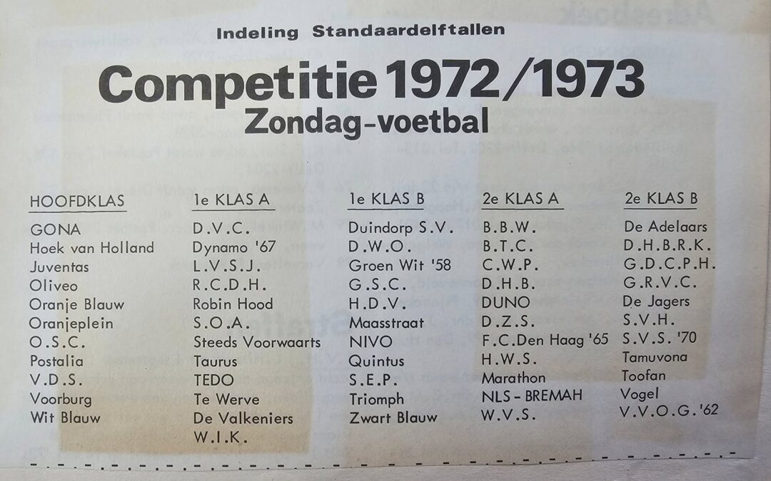 Competitie indeling seizoen 1972-1973