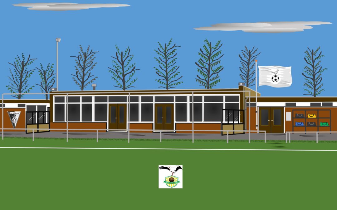 Nico van der Mark; “Illustratie kantine en kleedkamers Lvv De Postduiven”