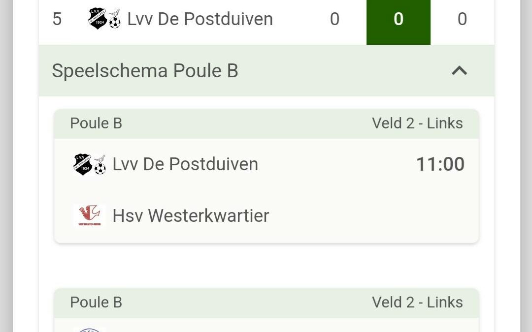 Poule-indelingen en eerste wedstrijden HVH Toernooi 14 juni