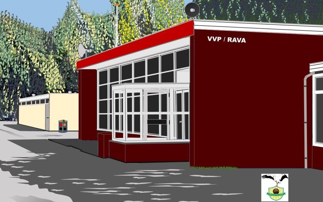 Nico van der Mark; Illustratie kantine en kleedkamers RAVA & VVP