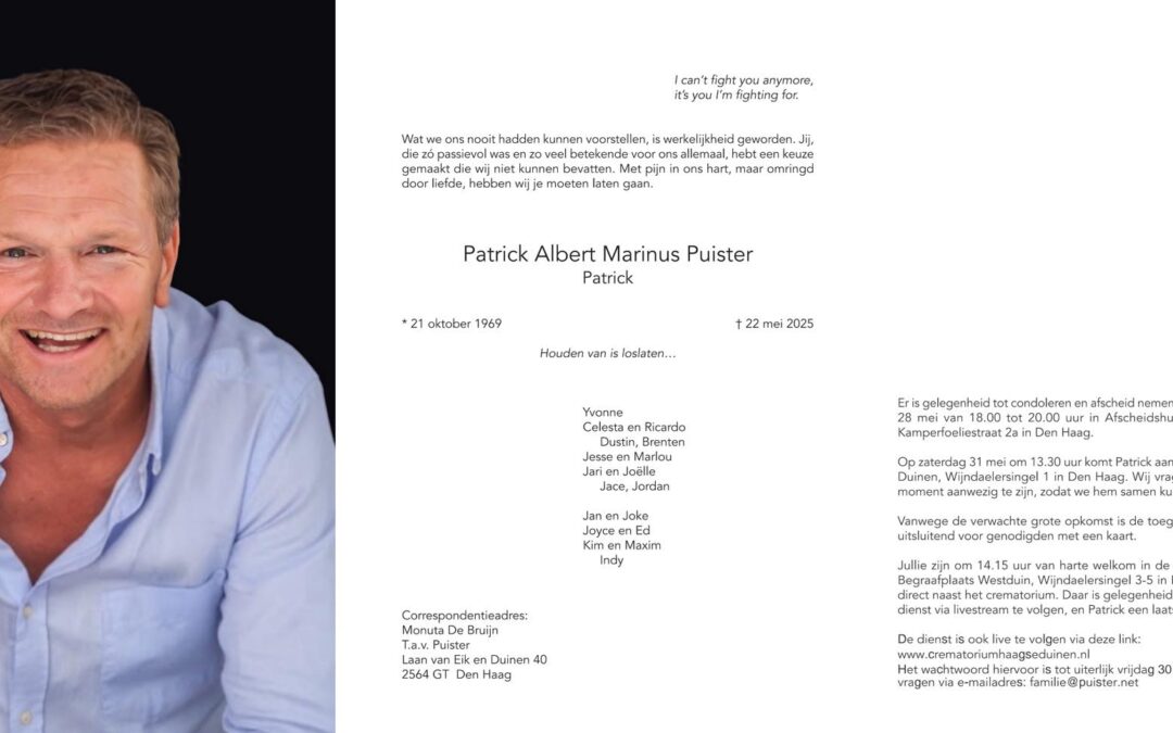 Informatie over uitvaart Patrick Puister ( † )