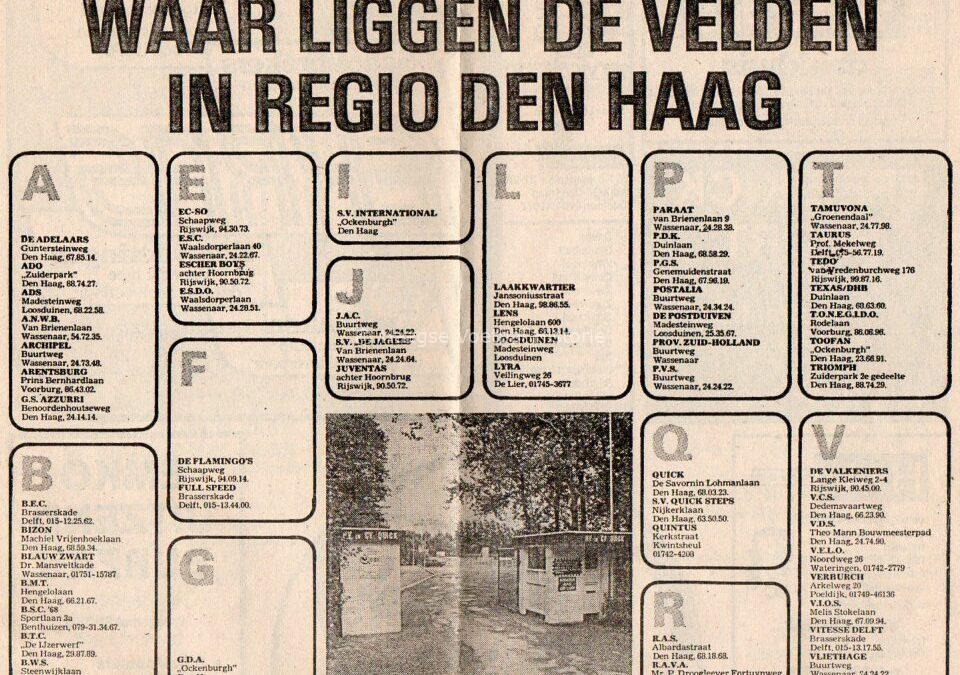 Waar lagen de voetbalvelden in 1980 in de Haagse regio
